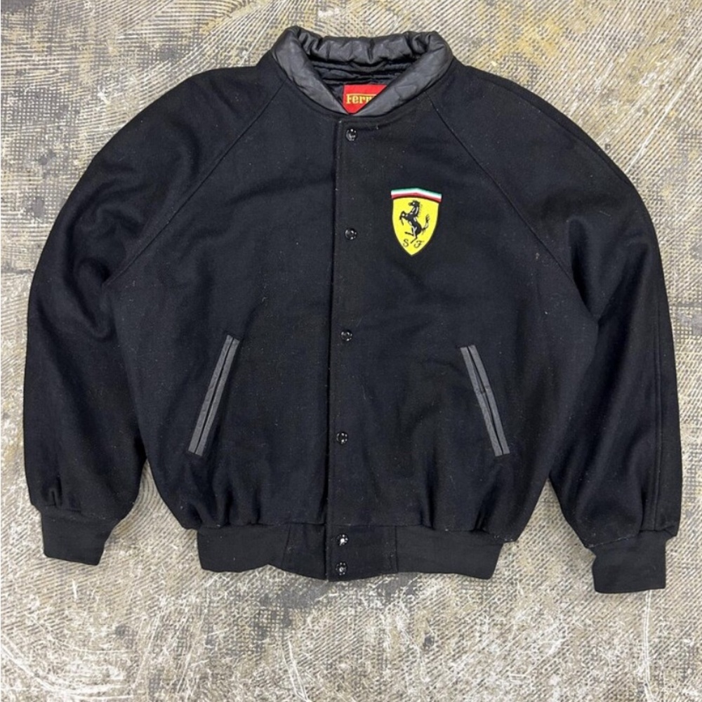 Vintage Ferrari Black bomber Jacket with Logo